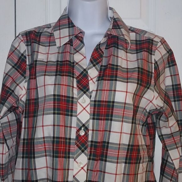 Christine Investments Petites Gold Label Non-Iron Plaid button down Sz 8P NWOT - Picture 3 of 8